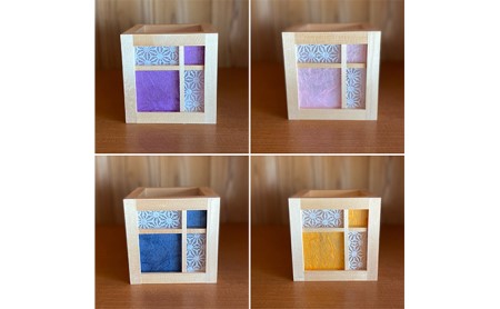 キューブ型あんどん「和あそ美cube」 インテリア 工芸品 行燈 明かり  青