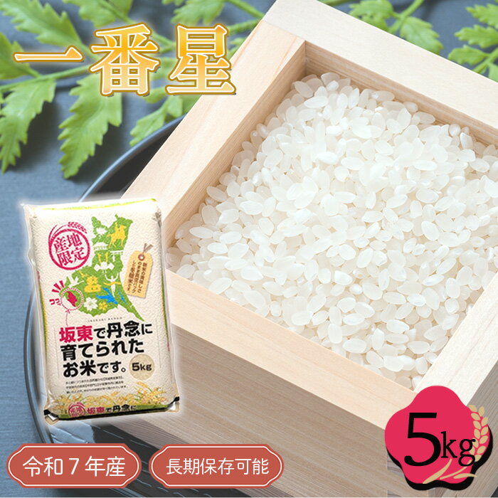 【ふるさと納税】No.761 ※12月以降配送※「令和7年産米」一番星　5kg【長期保存可能！】 ／ 令和7年 新米 米 お米 精米 白米 ご飯 国産 5kg 5キロ 一番星 大粒 甘み 真空 真空パック 長期保存 備蓄 買い置き 年中新米 おいしい お取り寄せ 産地直送 産直 坂東市産 茨城県産