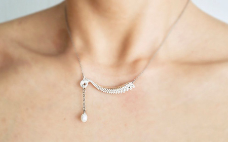 本物のタコを型取りしたネックレス clavicle シルバー silver アクセサリー パール ファッション F6L-1461