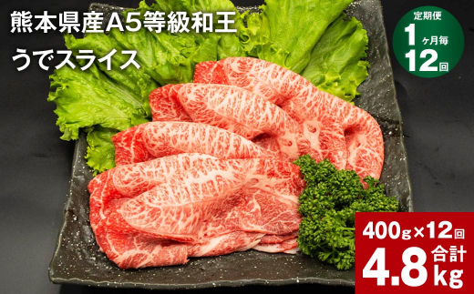 
【1ヶ月毎12回定期便】熊本県産A5等級和王 うでスライス 400g 計4.8kg
