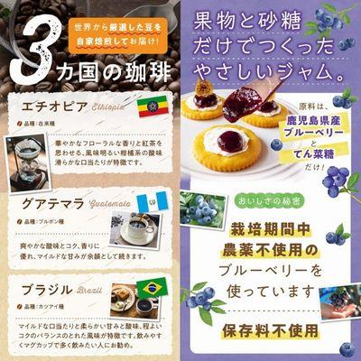 ふるさと納税 南九州市 五稜珈琲100g×3ヶ国・ブルーベリージャム250g×2個セット |  | 02