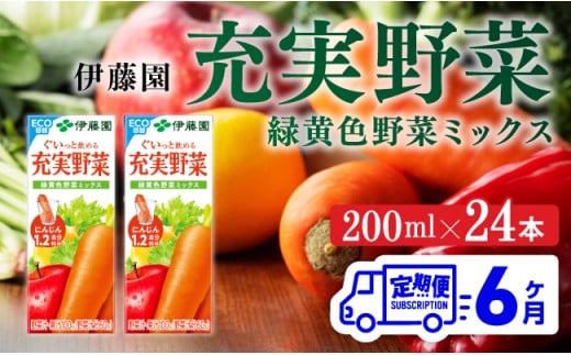 【6ヶ月定期便】伊藤園 充実野菜 緑黄色野菜ミックス（紙パック） 200ml×24本【 全6回 飲料類 野菜ジュース 野菜 ジュース ミックスジュース 飲みもの】
