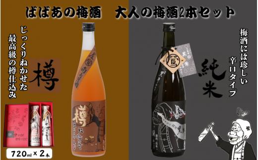 ばばあの梅酒　大人の梅酒2本セット（樽仕込み梅酒 20度・純米梅酒 13度） 各720ml  / 和歌山 田辺市  紀州南高梅 南高梅 梅 梅酒 ロック  ソーダ割り ギフト 家飲み 酒 お酒 水割り