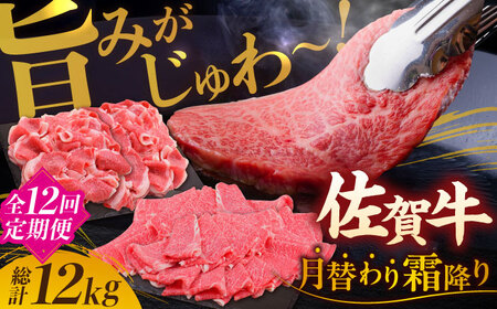【12回定期便】A4 A5 佐賀牛 霜降り総計12kg[FAY024]
