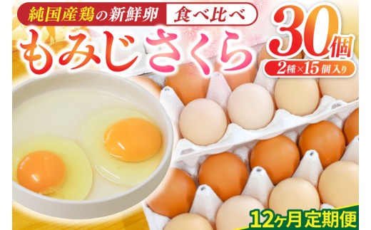 ＼12ヶ月連続お届け／純国産鶏【さくらともみじ】純たまご 30個入り 破損保証5個を含む【たまご 卵 玉子 鶏卵 純たまご 採れたて 新鮮 卵 農地直送】(AJ034)