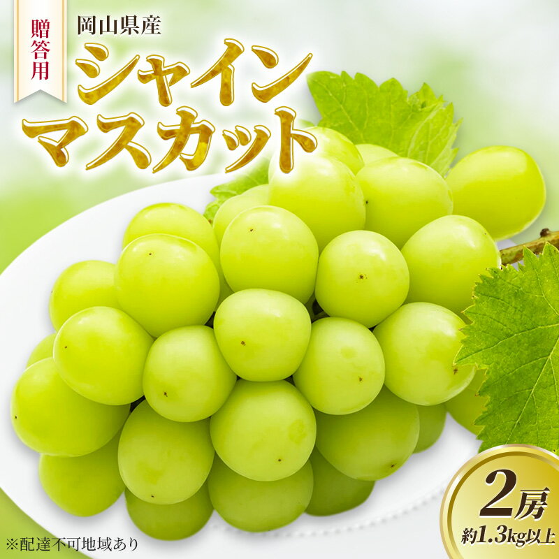 【ふるさと納税】ぶどう 2025年 先行予約 贈答用 岡山県産 シャインマスカット 2房 約1.3kg以上 　お届け：2026年9月1日～2026年12月10日