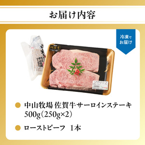 【最速配送】佐賀牛サーロインステーキ 500g + ローストビーフ 1本｜ステーキ ステーキ ステーキ ステーキ ステーキ【C083】