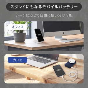 Owltech 折りたたみ式スマホスタンドにもなる 5000mAh 最大PD20W対応 USB Type-C入出力 マグネット式ワイヤレス充電対応 モバイルバッテリー OWL-LPB5020MG-NV
