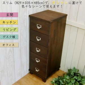 チェスト 5段[ 収納 家具 インテリア ] 収納家具 木製 深さ9cm 5段チェスト 天然木 多段チェスト 書類 文房具 タオル 日用品 分類ネームホルダー 取っ手 一目で分かる  ライトブラウン