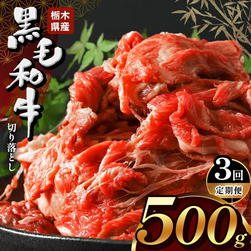 【定期便3回】栃木県産牛 黒毛和牛 切り落とし 500g | 栃木県 下野市