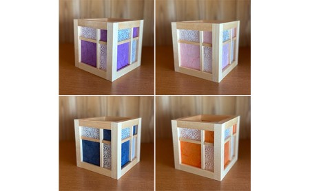 キューブ型あんどん「和あそ美cube」 インテリア 工芸品 行燈 明かり  青