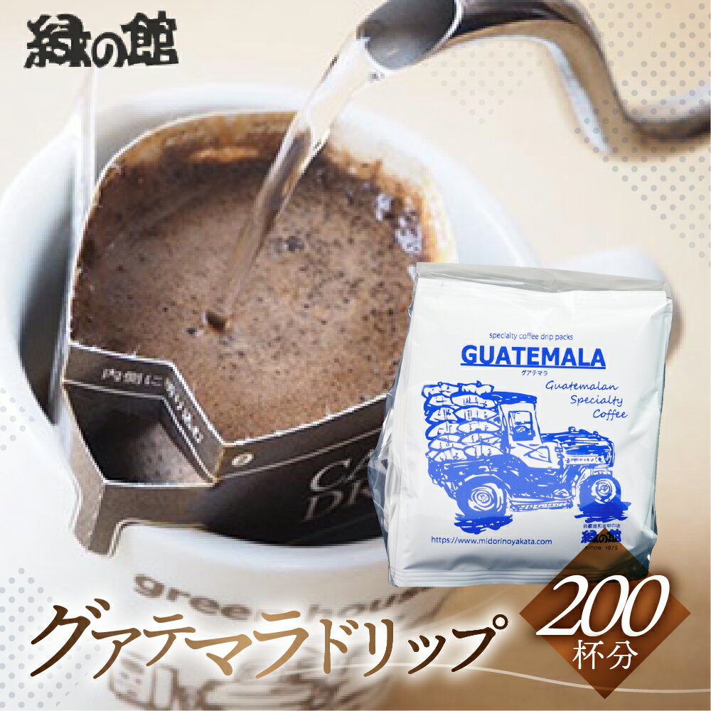 【ふるさと納税】緑の館　グアテマラ・ドリップ 200杯分（10g×5杯入り　40パック） 珈琲 コーヒー ドリップ ギフト 贈り物 自家焙煎 94000円 岐阜県 下呂市