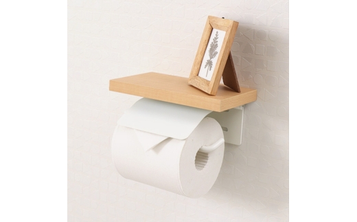 [ホワイトアッシュウッド] トイレットペーパーホルダー 1連 Blan ブラン 棚付き DIY