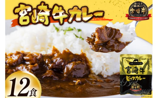 お肉多め！宮崎牛カレー 160g×12食 レトルト[九州産商 宮崎県 日向市 452061047] 詰め合わせ 小分け ビーフカレー 宮崎 牛 常備食 保存食 中辛 宮崎牛 防災 備蓄 おいしさ日本一 内閣総理大臣賞