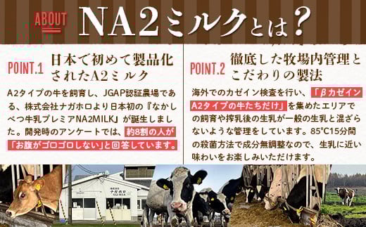 なかしべつ牛乳プレミアム NA2 MILK 1L×12本
