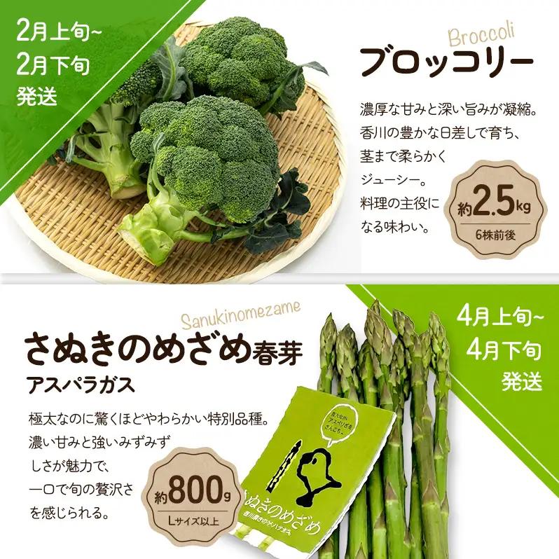 旬のさぬきの野菜定期便（5回）　野菜 定期便 旬 新鮮 食べごろ 季節 ブロッコリー アスパラ ホワイトコーン オクラ ミニトマト 香川県 東かがわ市