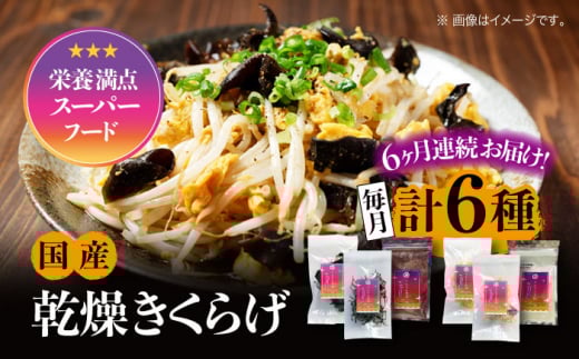 【全6回定期便】【栄養満点のスーパーフード！りんりんきくらげ】国産 乾燥 木耳 美容 健康 りんりんセット 計6袋 きくらげ キクラゲ 木耳 きのこ キノコ 食品 食物繊維 野菜 やさい ビタミンD 乾燥 炒め物 ラーメン 便利 密封 安心 安全 美容 健康 腸活 ギフト 国産 広島県産 人気 江田島市/株式会社凛[XCB007]