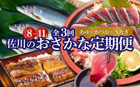 【ふるさと納税】＜年3回【さかわのお魚定期便（配送月：8月～11月）】うなぎ、かつおのタタキ、鮎＞鰹のタタキ 高知県 大正軒 鮎屋仁淀川 西村商店 かつおのたたき 鰻蒲焼き あゆ【冷凍】【冷蔵】
