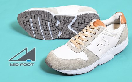 MIDFOOT ( ミッドフッド ) 紳士靴 レザースニーカー MF001JM ( ホワイト ) 4E ファッション シューズ メンズ お洒落 レザーシューズ エコレザー 快適 履き心地  27.5cm