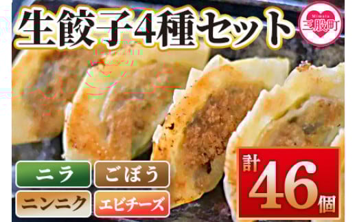 【数量限定！】<福栄生餃子店餃子4種(ニラ・ごぼう・ニンニク・エビチーズ)セット> ギョウザ ぎょうざ ギョーザ にら ゴボウ にんにく 大蒜 えび 海老 チーズ 食べ比べ 冷凍 惣菜 弁当 おつまみ 簡単調理 【MI286-fu】【福栄生餃子店】