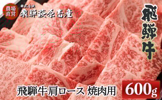 飛騨牛肩ロース  600g（焼肉用）国産 牛肉 ブランド牛 焼き肉用 ギフト 贈答 贈り物 高級【冷凍】下呂市