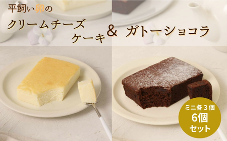 平飼い卵と米粉を使った クリームチーズケーキ＆ガトーショコラ 【ミニ】 6個セット | クリームチーズケーキ クリームチーズ チーズ ケーキ ガトーショコラ 米粉 平飼い卵 卵 冷凍 セット 6個 ミニ 穴太商店 あのう 千葉県 君津市 きみつ
