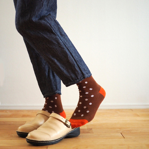 ショートソックスM,L（23～27cm）切り返し鹿ドット 10-281