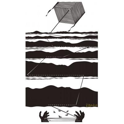 ふるさと納税 長野市 きりえ版画　KITEシリーズ　(糸巻き)