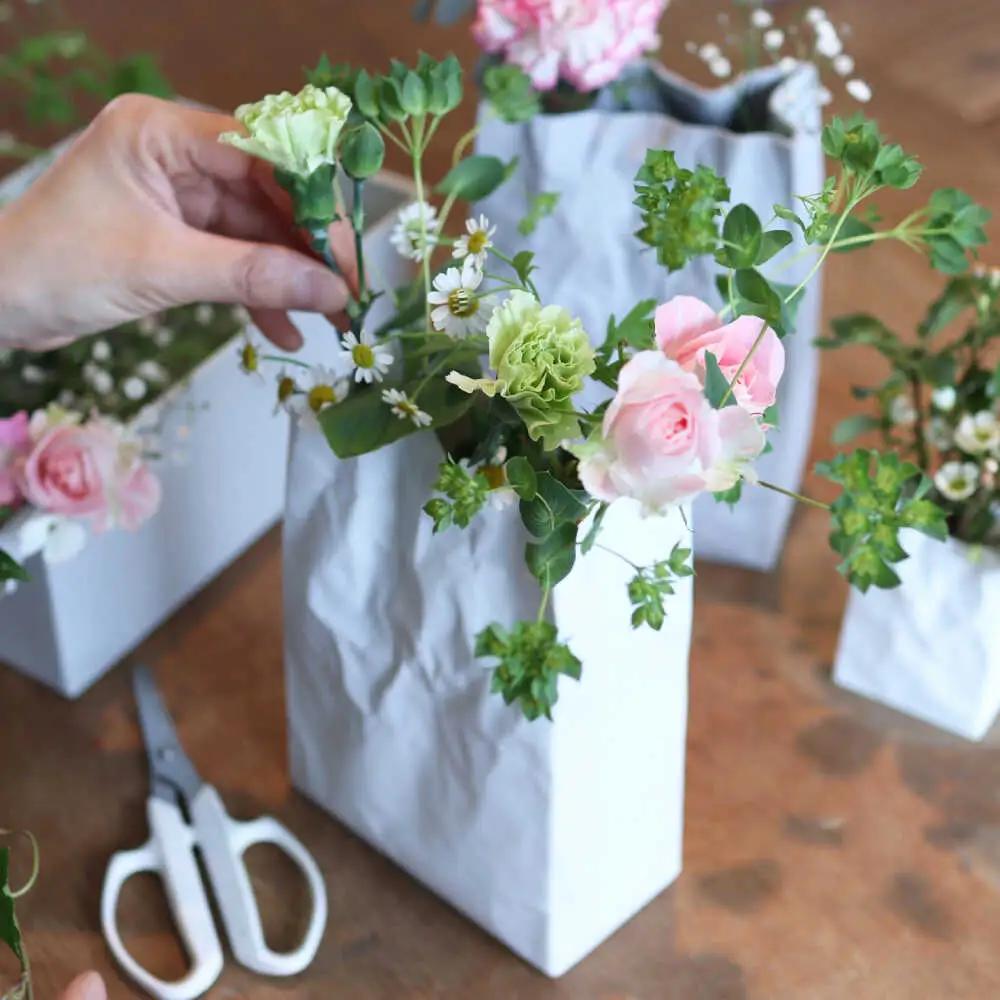 【瀬戸焼】ニュークリンクルスーパーバッグ#1 花器 ホワイト 【セラミック・ジャパン】花器 花瓶  / 瀬戸市 [BBBC001]