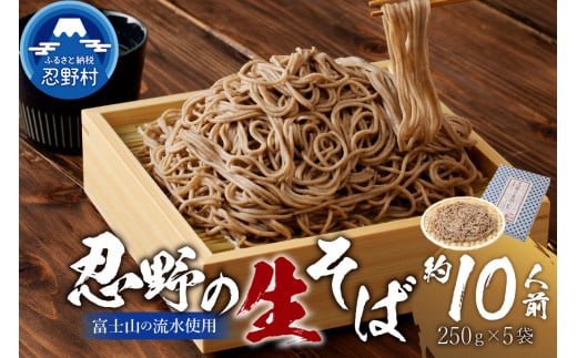 富士山の流水で作る”忍野の生そば”約10人前（250ｇ×5）※離島へのお届け不可※着日指定送不可