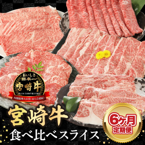 【6ヶ月定期便】宮崎牛食べ比べスライス N0147-YG0246
