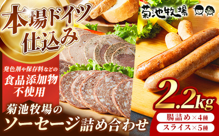 ソーセージ 無添加 2.2kg 詰め合わせ 岩手町 菊池牧場 牛肉 豚肉