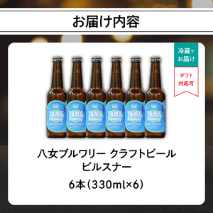 【銀賞受賞】クラフトビール ピルスナー 330ml 6本セット 瓶 福岡 八女ブルワリー ジャパン・グレートビア・アワーズ 銀賞 八女茶 クラフトビール 低温発酵 さっぱり 飲み口 八女ブルワリー べ