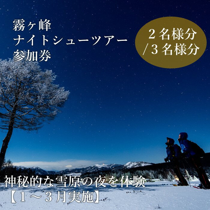 【ふるさと納税】『霧ヶ峰ナイトスノーシューで神秘的な雪原の夜を体験しよう』ツアー参加券 全2種[2名様分/3名様分]/ 八ヶ岳登山企画 体験 アウトドア チケット 参加型 子供 ツアー 参加券 観光 星空 観察 学び 冬 雪山 信州 長野県 諏訪市 諏訪 [88-0304]