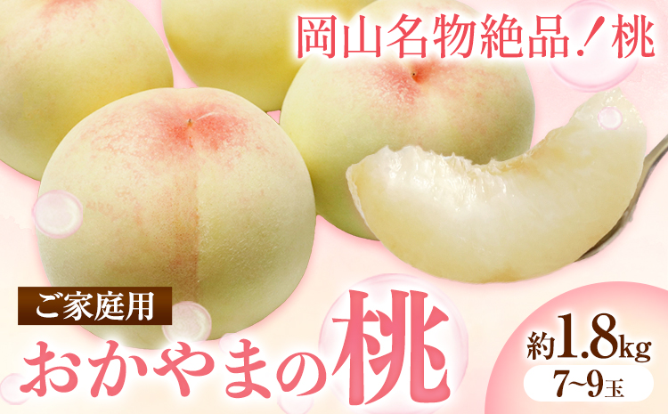 ご家庭用 おかやまの桃 約1.8kg(7～9玉) 2025年 先行予約《2025年7月上旬-8月下旬頃出荷》 桃 晴れの国おかやま館 フルーツ 果物 果実 岡山県 笠岡市---A-181c---