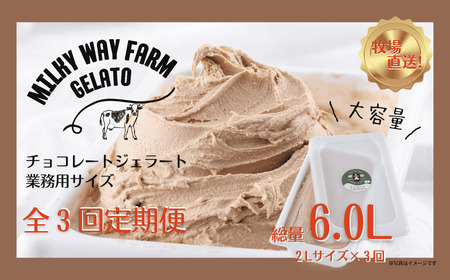 《定期便》山中牧場「MILKY WAY FARM」ジェラート 業務用(２L)サイズ〈チョコレート〉【３回お届け】  ｜アイスジェラート  チョコレート デザート スイーツ 人気