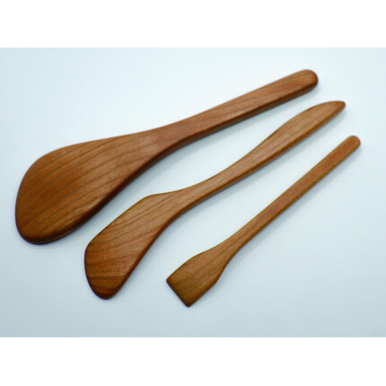 工房Baum 味噌ベラ バターナイフ ゆずこしょう さじ 3点セット 手彫り 手作り 木工品 軽い 美しい艶 キッチン用品 ブラックチェリー B15-1_イメージ3
