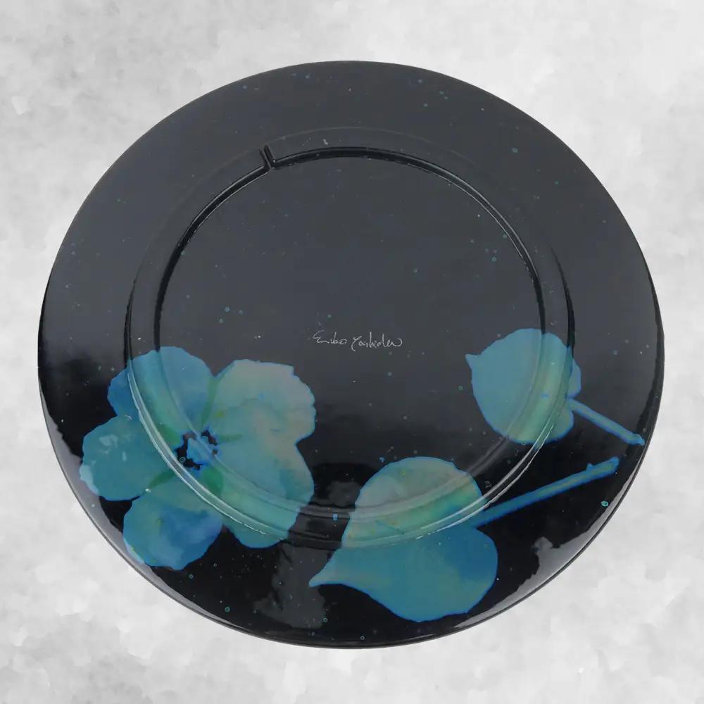 【つづるガラスアート】ゆうなの花　平丸皿－SUMI－　1枚