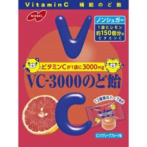 ノーベル製菓 VC-3000のど飴ピンクグレープフルーツ　24袋　のど飴 あめ ビタミンC ハーブ ノンシュガー 菓子