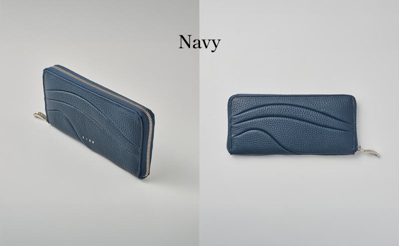 【TIDE】07/42 LONG WALLET Navy 財布 ウォレット 牛革 レザー 東かがわ