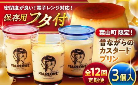 【全12回定期便】ふた付き カスタードプリンのセット  ／ お菓子・スイーツ プリン【(有)マーロウ】[ASAY018]