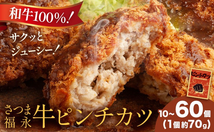 
                  和牛100％！サクッとジューシー さつま福永牛ピンチカツ 選べる内容量 10個 15個 20個 25個 30個 35個 40個 45個 50個 55個 60個 福永畜産《30日以内に出荷予定(土日祝除く)》鹿児島県 さつま町 メンチカツ 和牛 さつま福永牛 100％
                