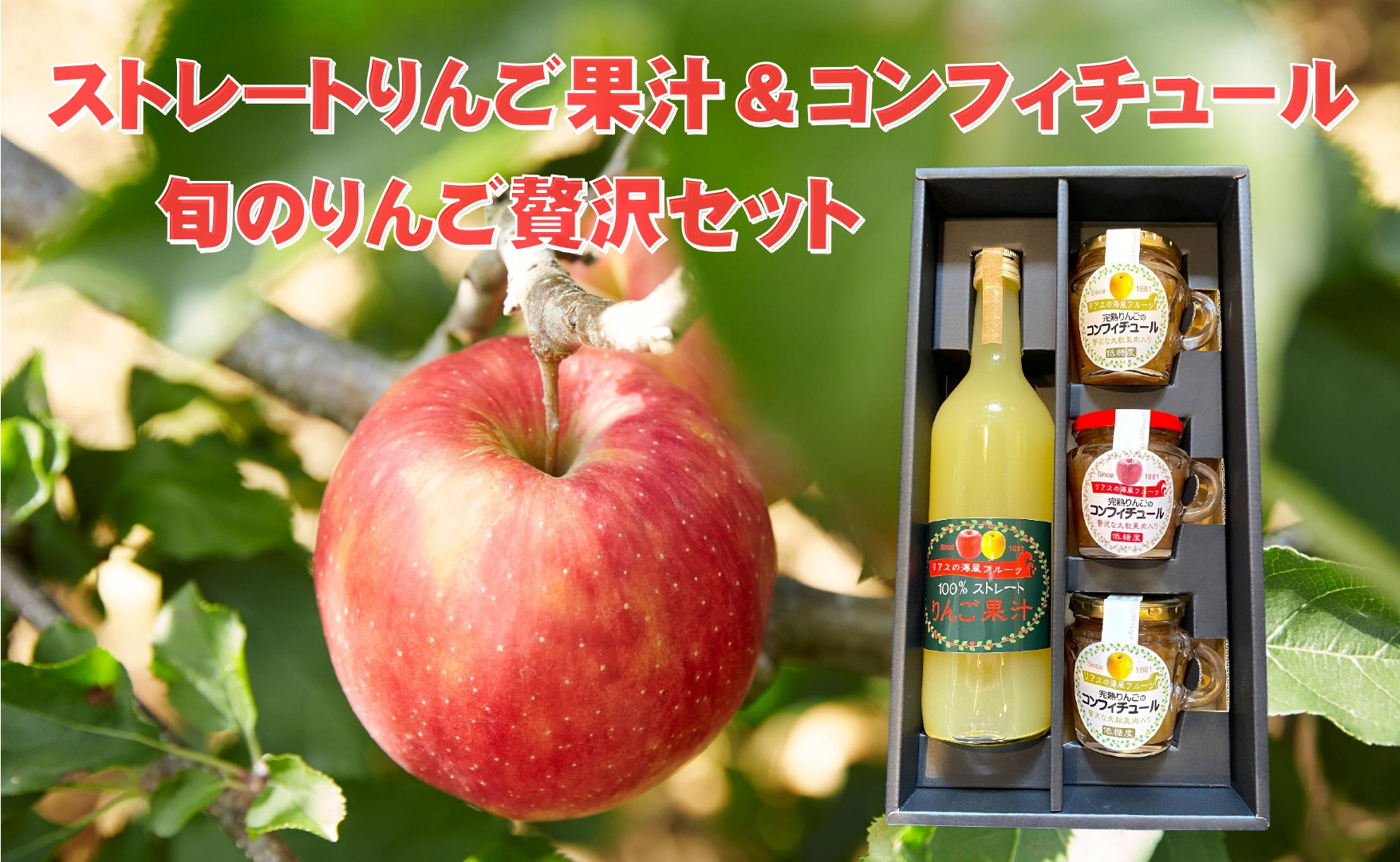 
                  100%ストレートりんご果汁とりんごコンフィチュールセット 化粧箱入り 【 りんご リンゴ ジュース ジャム ギフト 贈答品 仙果園 】 RT2531
                