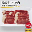 【ふるさと納税】【6回定期便】ジビエ 天然 イノシシ肉 おまかせ焼肉セット 900g （ロース・モモ・バラ）/ 猪 いのしし イノシシ 猪肉 お肉 焼き肉 BBQ 冷凍 九州産 長崎県産【照本食肉加工所】 [OAJ032]