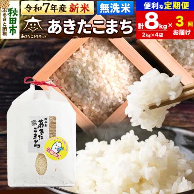 ふるさと納税 秋田市 新米受付《定期便3ヶ月》あきたこまち 清流米 8kg【無洗米】 |15_akn-bb0803ms