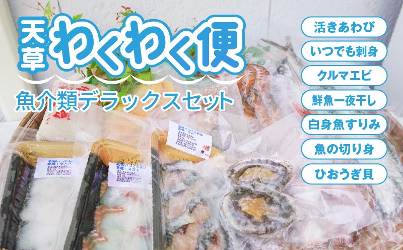 
S059-002_天草わくわく便 魚貝類デラックス(活きあわび、車海老大パックなど)
