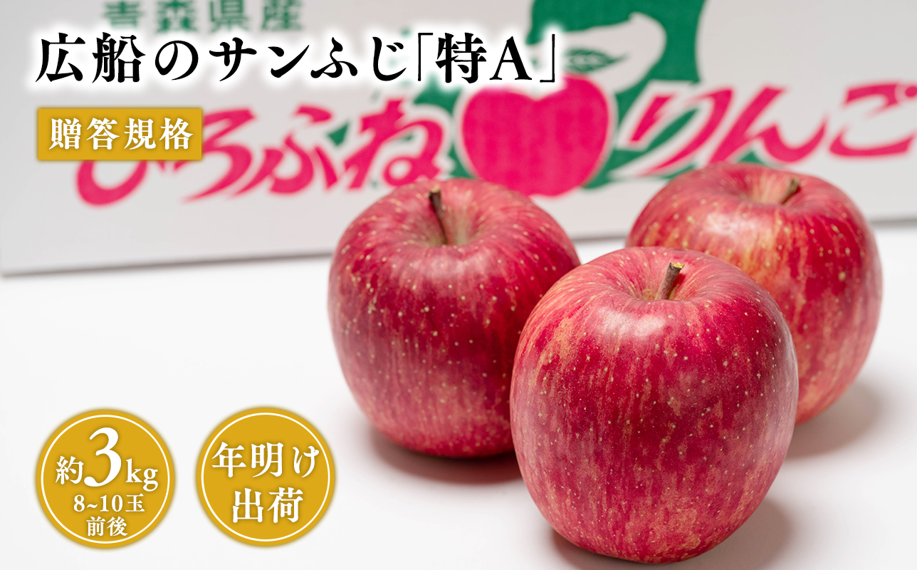 年明け 贈答規格 広船のサンふじ 約3kg「特A」年内 贈答規格 広船のサンふじ 約3kg「特A」【広船アップルクラブ・平川市広船産・青森りんご・1月・2月】