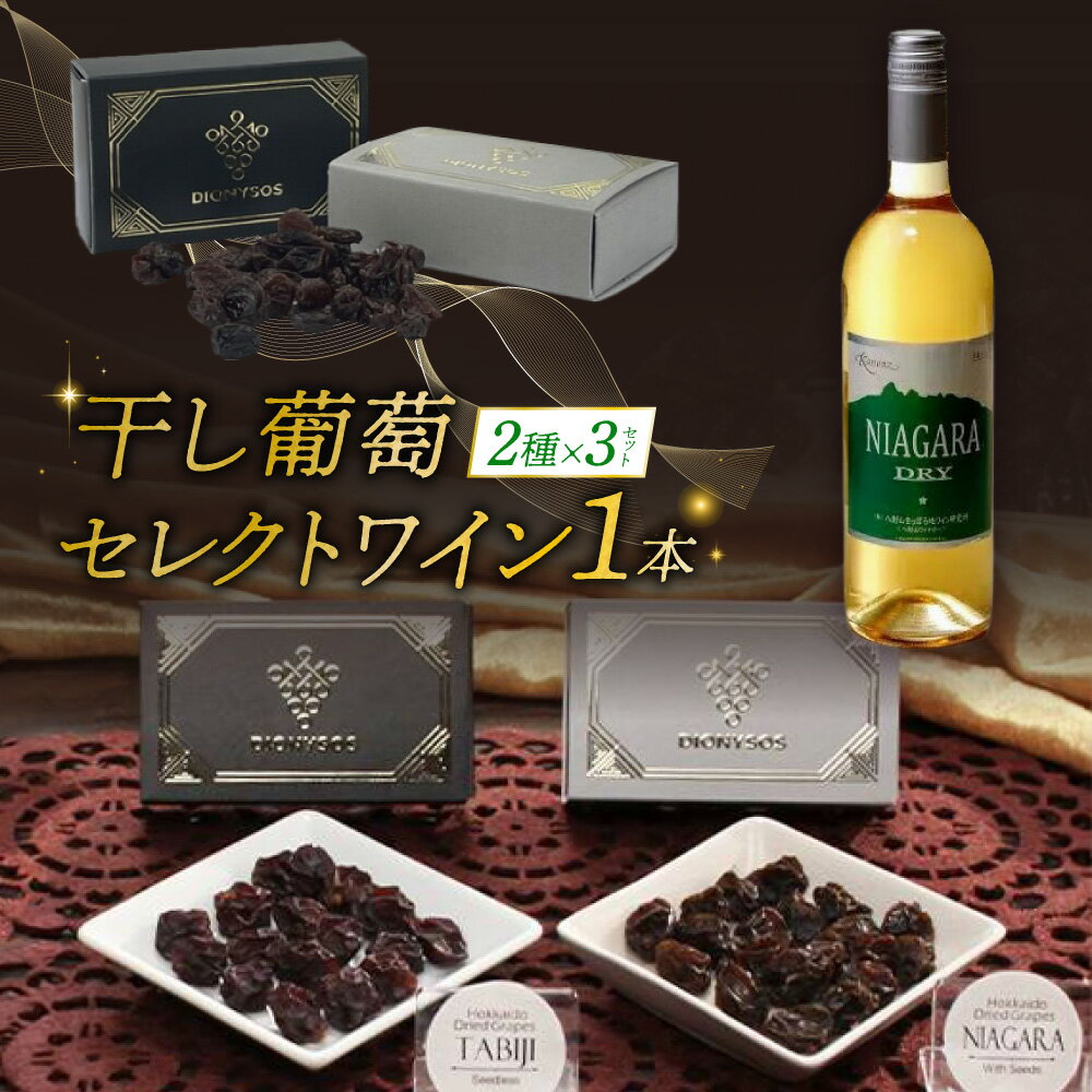 【ふるさと納税】 完全無添加 干しぶどう 2種 各3箱 札幌産 ワイン 1本 セット レーズン ドライフルーツ ナイアガラDRY 食べ比べ 干し葡萄 旅路 ナイアガラ ブドウ ぶどう 葡萄 フルーツ 加工食品 お菓子 スイーツ おつまみ おやつ 北海道 札幌市