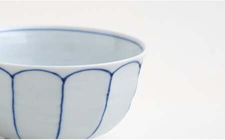 有田焼 福泉窯 染付呉須線面取茶付 大小セット お茶碗 シンプルモダン 手描き 渕上陶磁器 食器 うつわ 器 fb004