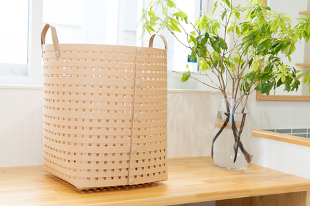 暮らしを豊かにするシンプルで美しいかご ハンドル付き L ベージュ 岩手県奥州市産 バンドシー Bandc [AR014]